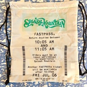 NEW Disney Parks Splash Mountain Fastpass Inspired Drawstring Bag